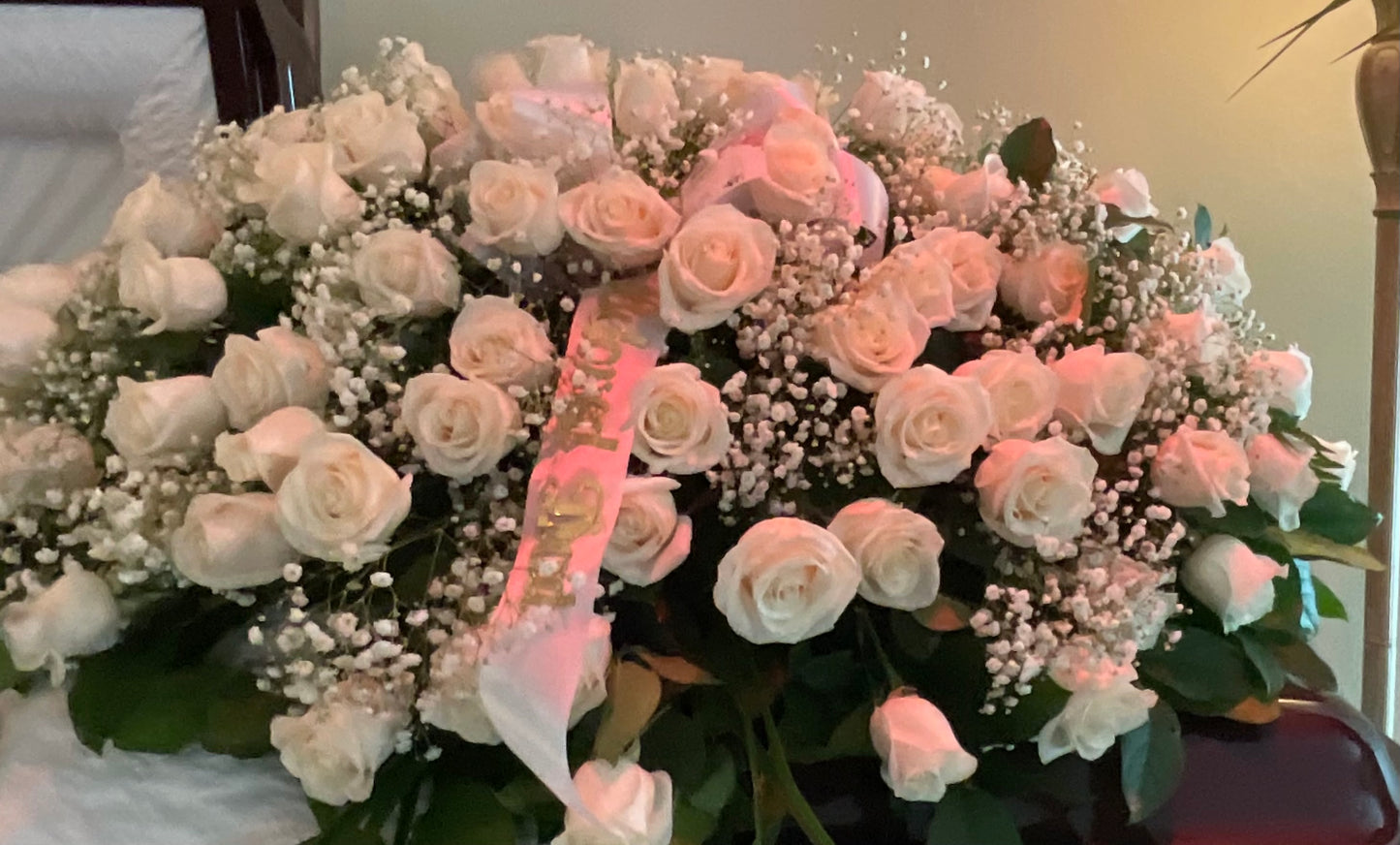 All White Rose Casket Cover – Pequa Park Florists Inc, Massapequa NY