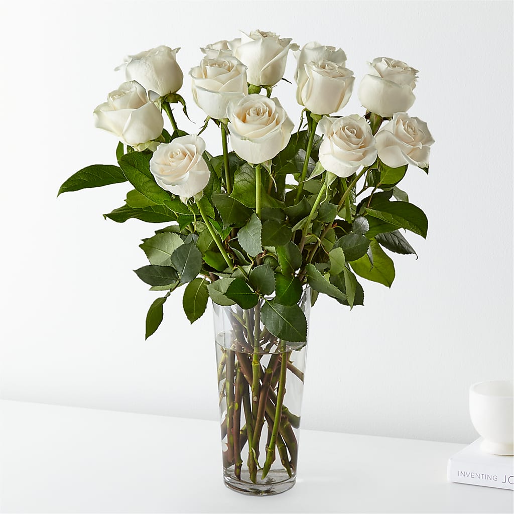 Long Stem White Rose Bouquet – Pequa Park Florists Inc, Massapequa NY