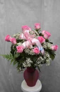 mothers day pink rose vase arr – Pequa Park Florists Inc, Massapequa NY