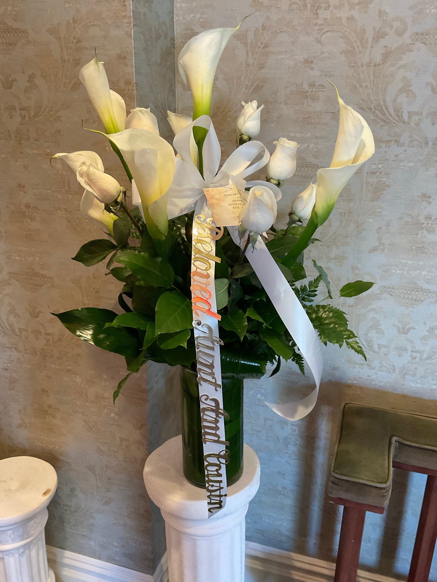 Pequa Calla sympathy – Pequa Park Florists Inc, Massapequa NY