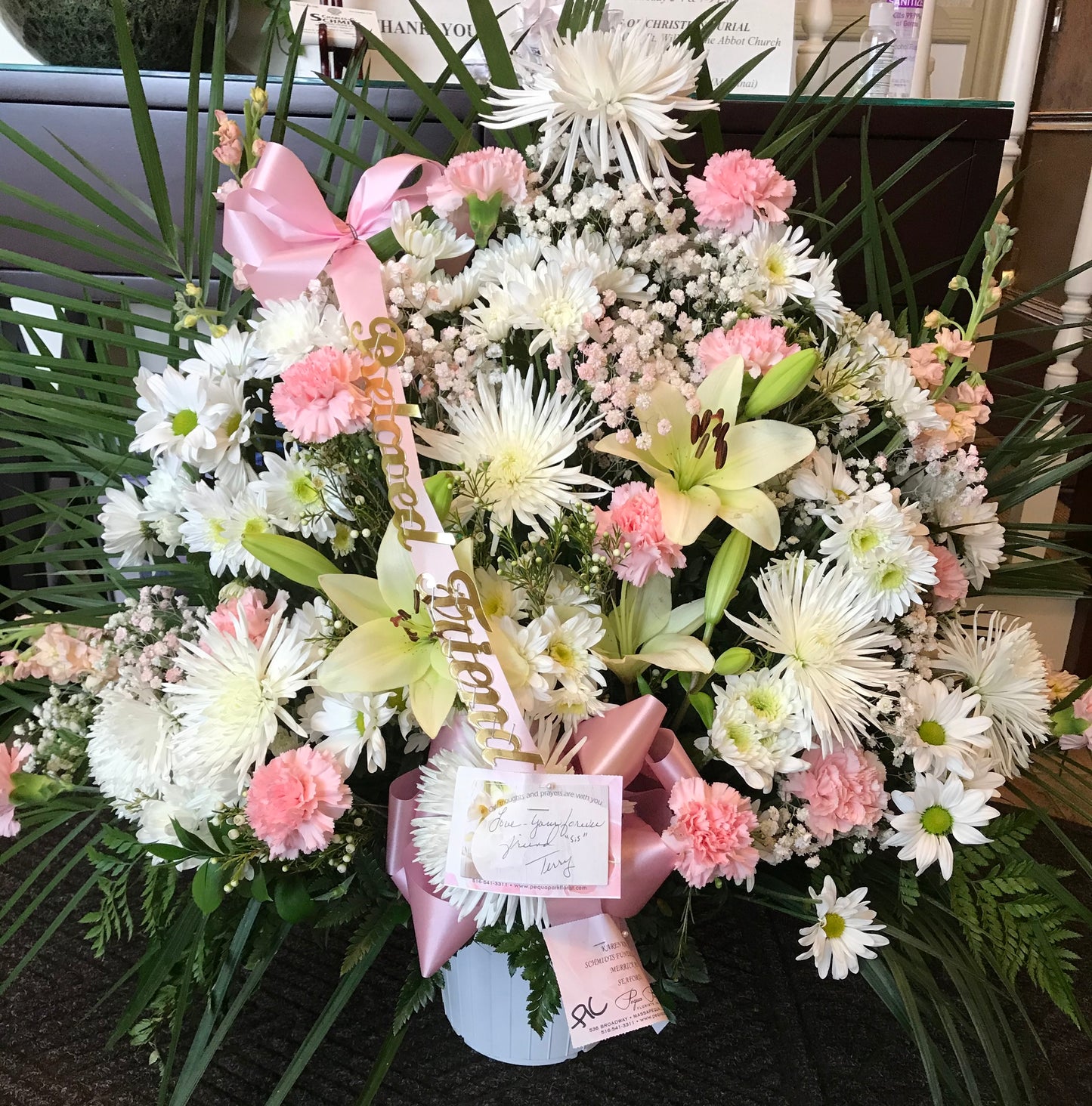 P pastel floor container – Pequa Park Florists Inc, Massapequa NY