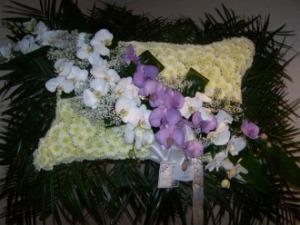 Pequa White Pillow with Orchids – Pequa Park Florists Inc, Massapequa NY