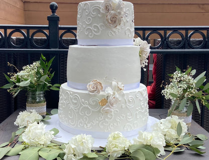 Exquisite white cake –  Pequa Park Florists Inc, Massapequa NY