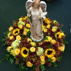 Pequa Urn Arrangement With Angel –  Pequa Park Florists Inc, Massapequa NY