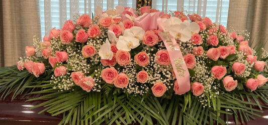 Pink roses and orchids