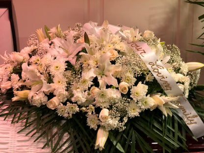 White roses and Lillie’s –  Pequa Park Florists Inc, Massapequa NY